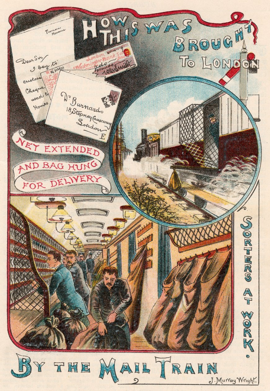 Trem postal transportando cartas para Londres de vilas e cidades na Grã-Bretanha, c1900 de Unbekannt