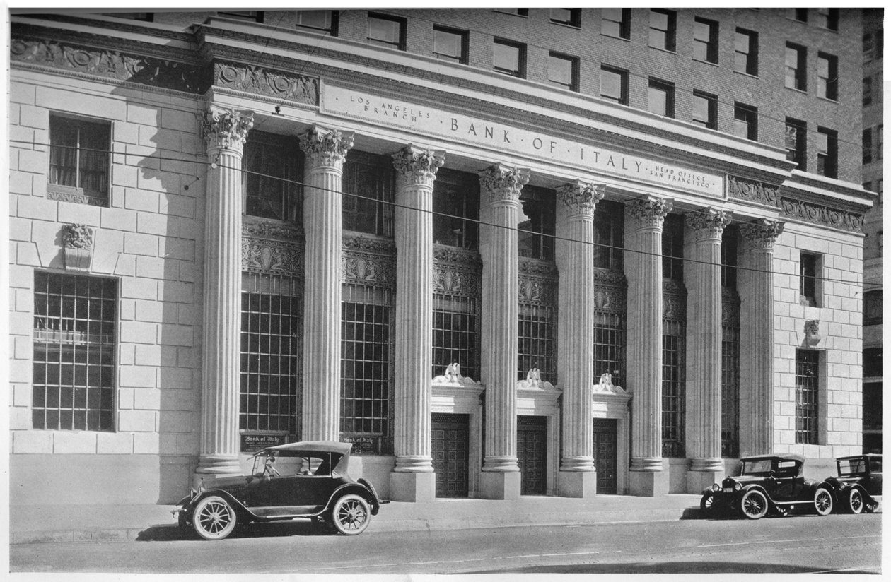 Entrada principal do Banco da Itália, Los Angeles, Califórnia, 1924 de Unbekannt