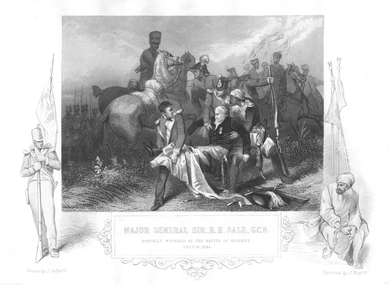 O major-general Robert Henry Sale foi ferido mortalmente em Moodkee Mudkhi, 1845. de Unbekannt