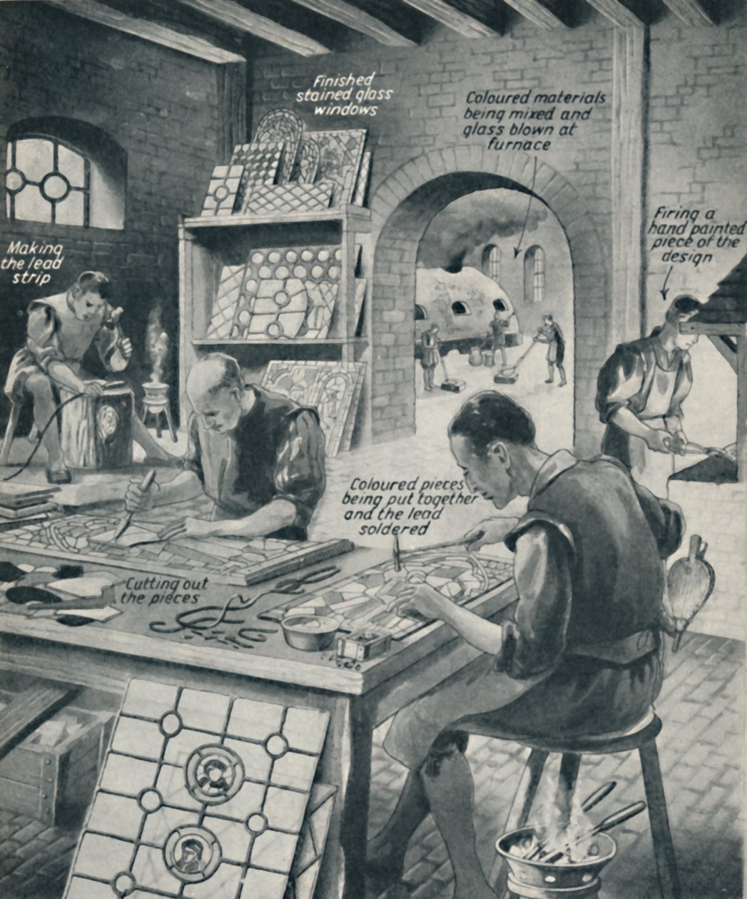 Fazendo um vitral, c1934 de Unbekannt