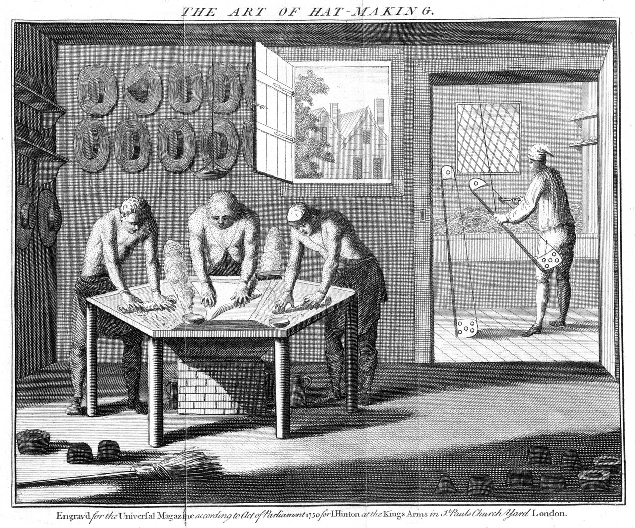 Fazendo chapéus de castor, 1750 de Unbekannt