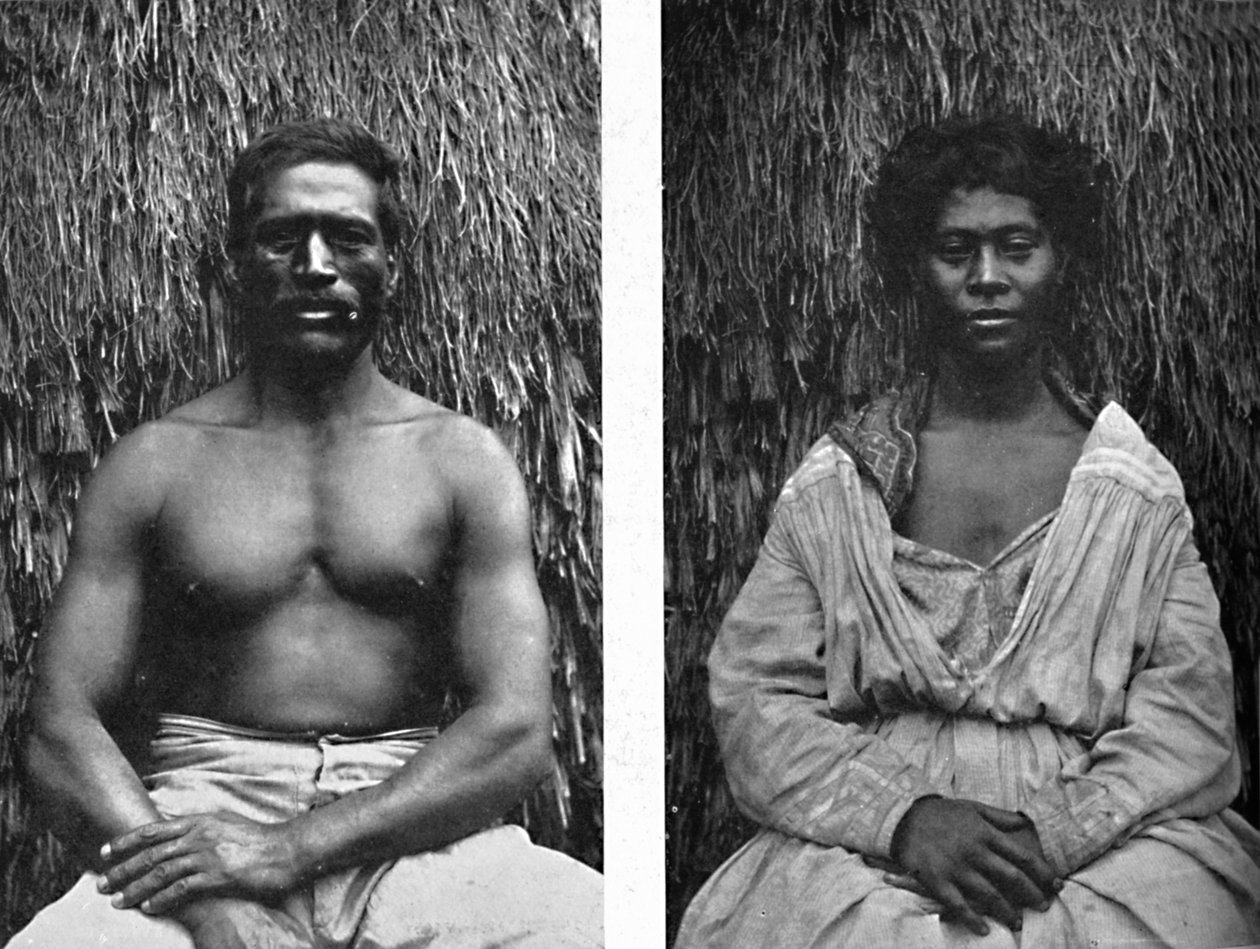 Havaianos masculinos e femininos em todo o rosto, 1902 de Unbekannt