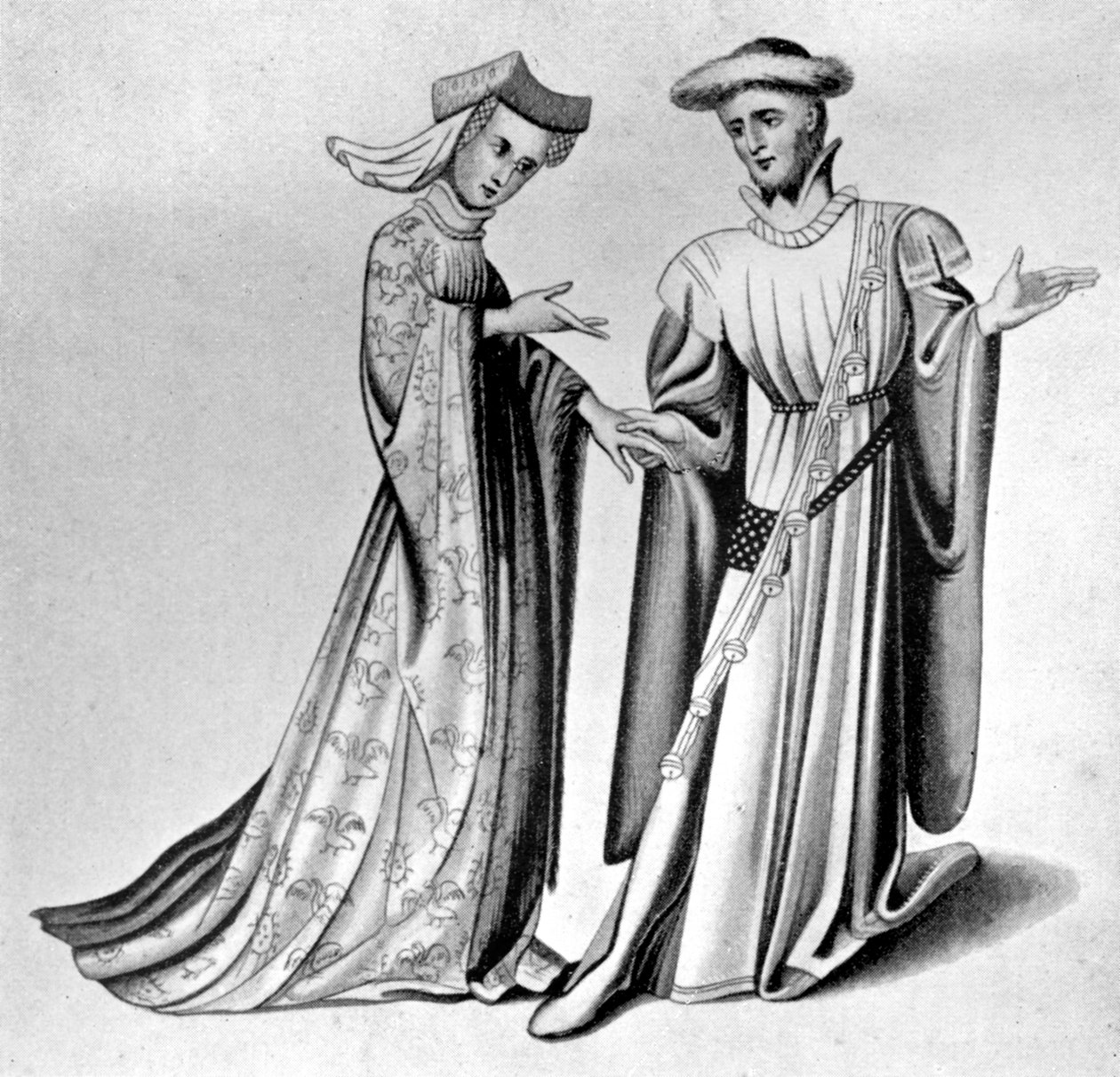 Vestido masculino e feminino, do século XIV ao início do século XV, 1910 de Unbekannt