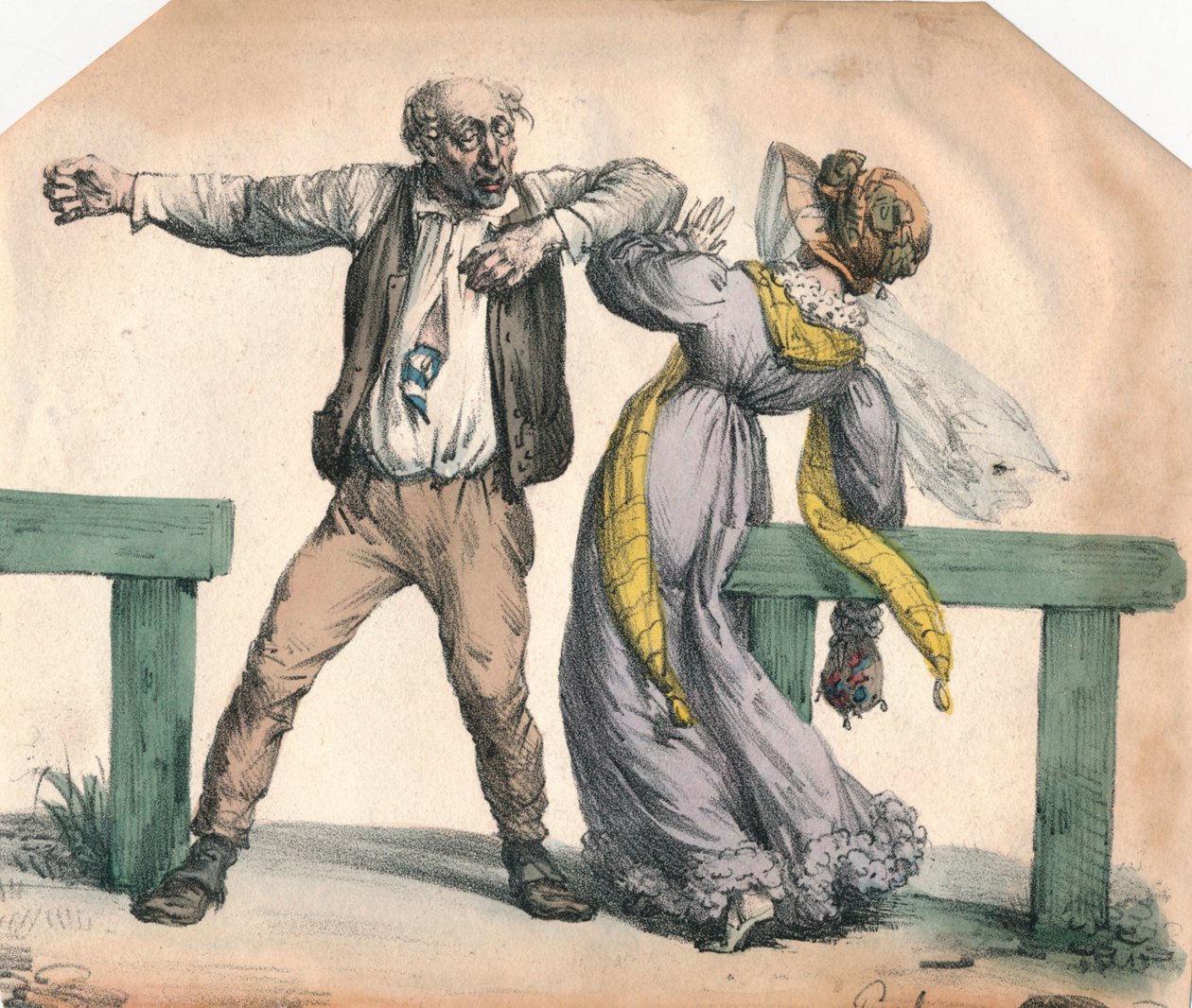 Homem atacando uma mulher, 1855. de Unbekannt