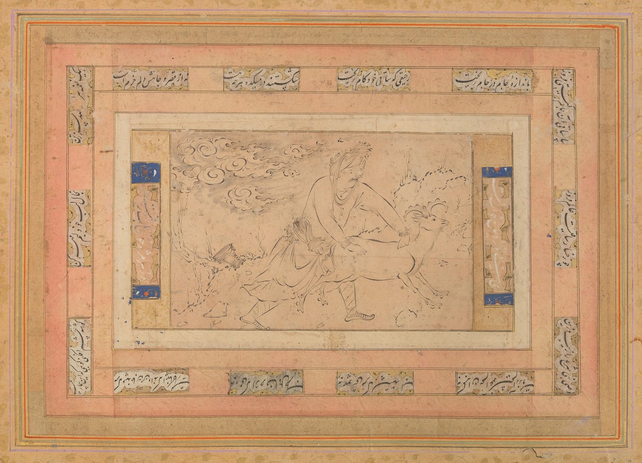 Homem com um carneiro, fólio do álbum Bellini, ca. 1600. de Unbekannt