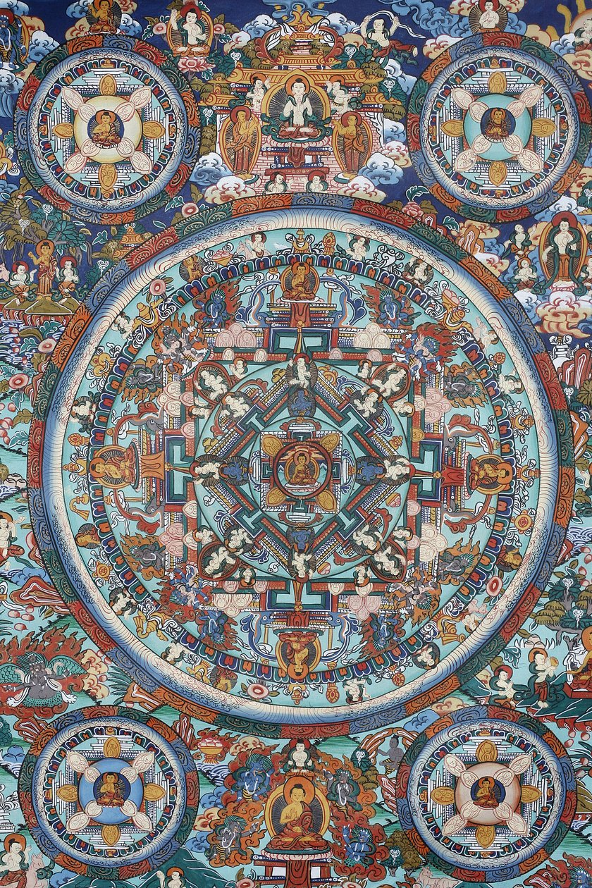 Mandala sobre um thangka tibetano, Bhaktapur, Nepal de Unbekannt