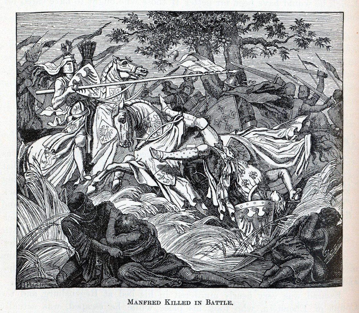 Manfred morto em batalha, 1882 de Unbekannt