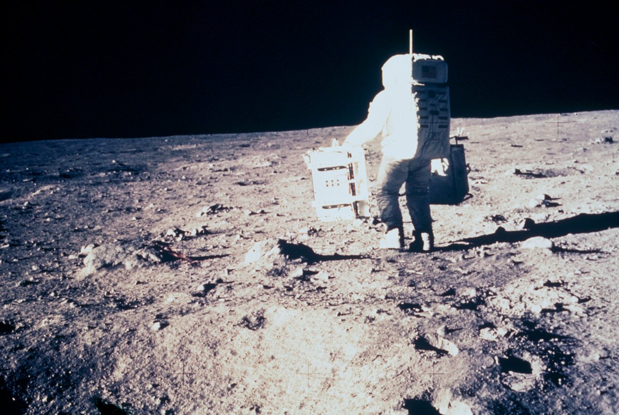 Voo Espacial Tripulado, EUA, Astronauta Edwin ÔBuzzÕ Aldrin da Apollo 11 da Apollo 11, na Lua de Unbekannt