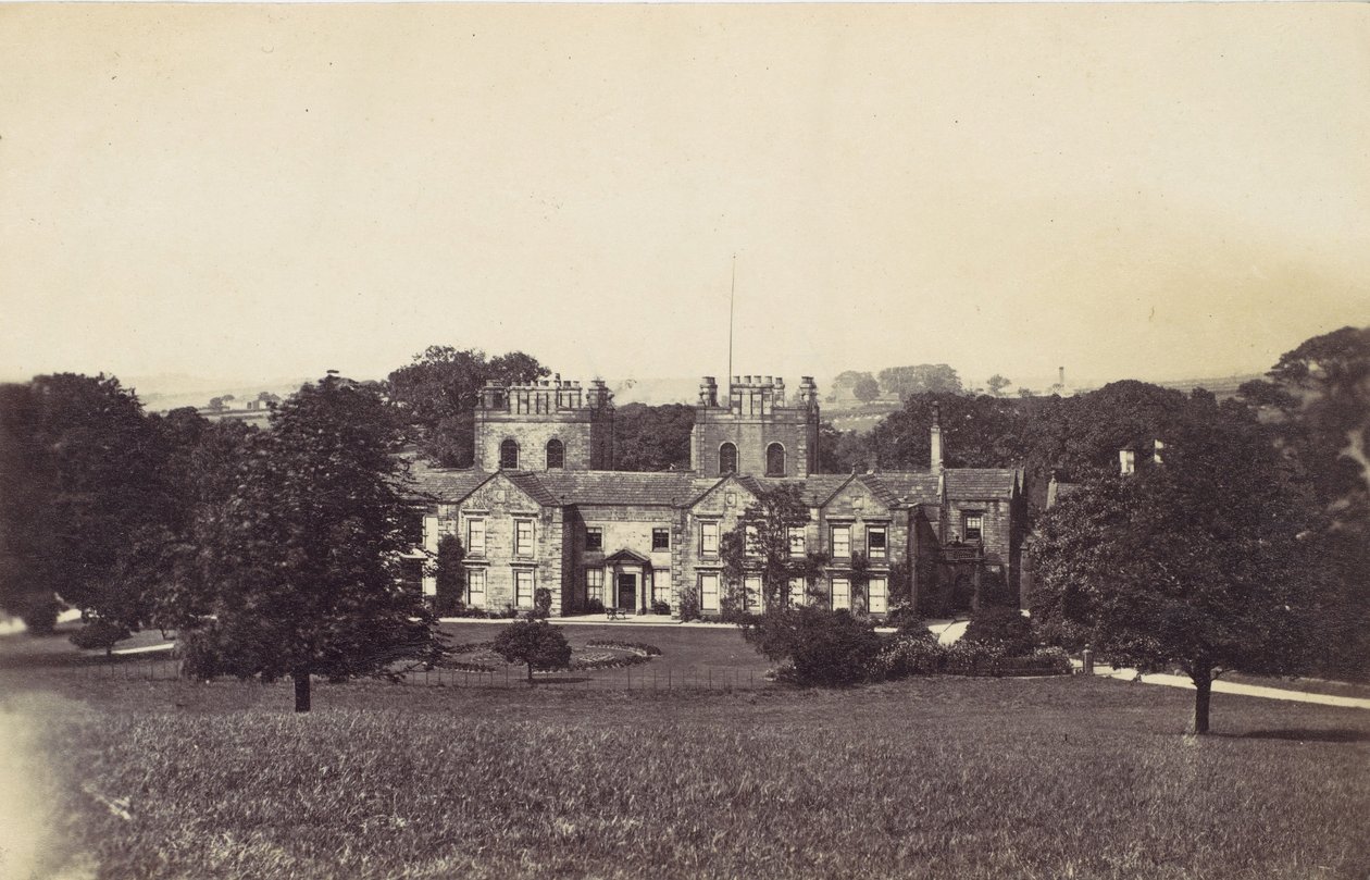 Casa senhorial com duas torres vista do terreno, década de 1860. de Unbekannt