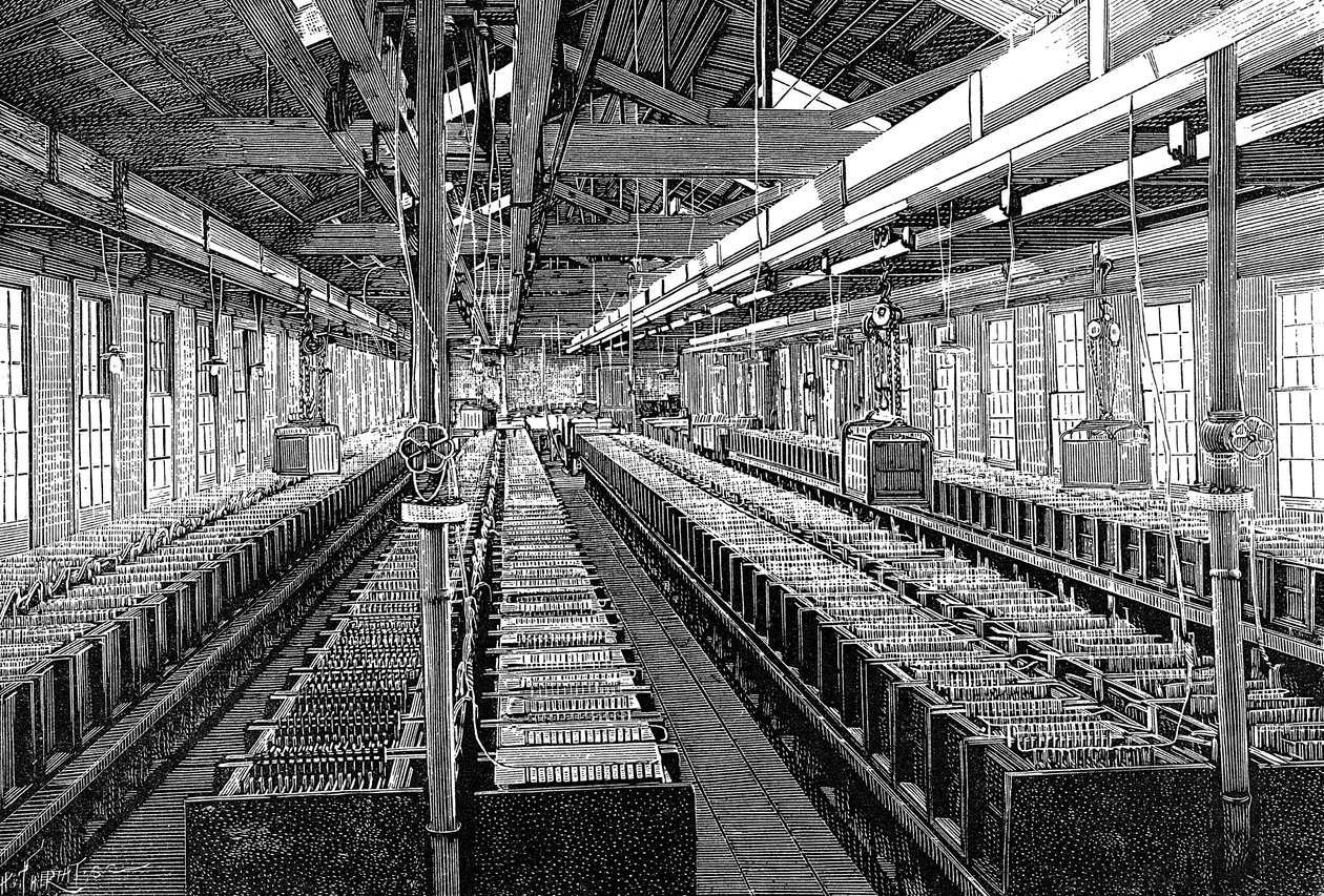 Fabricação de baterias elétricas, EUA, 1887 de Unbekannt