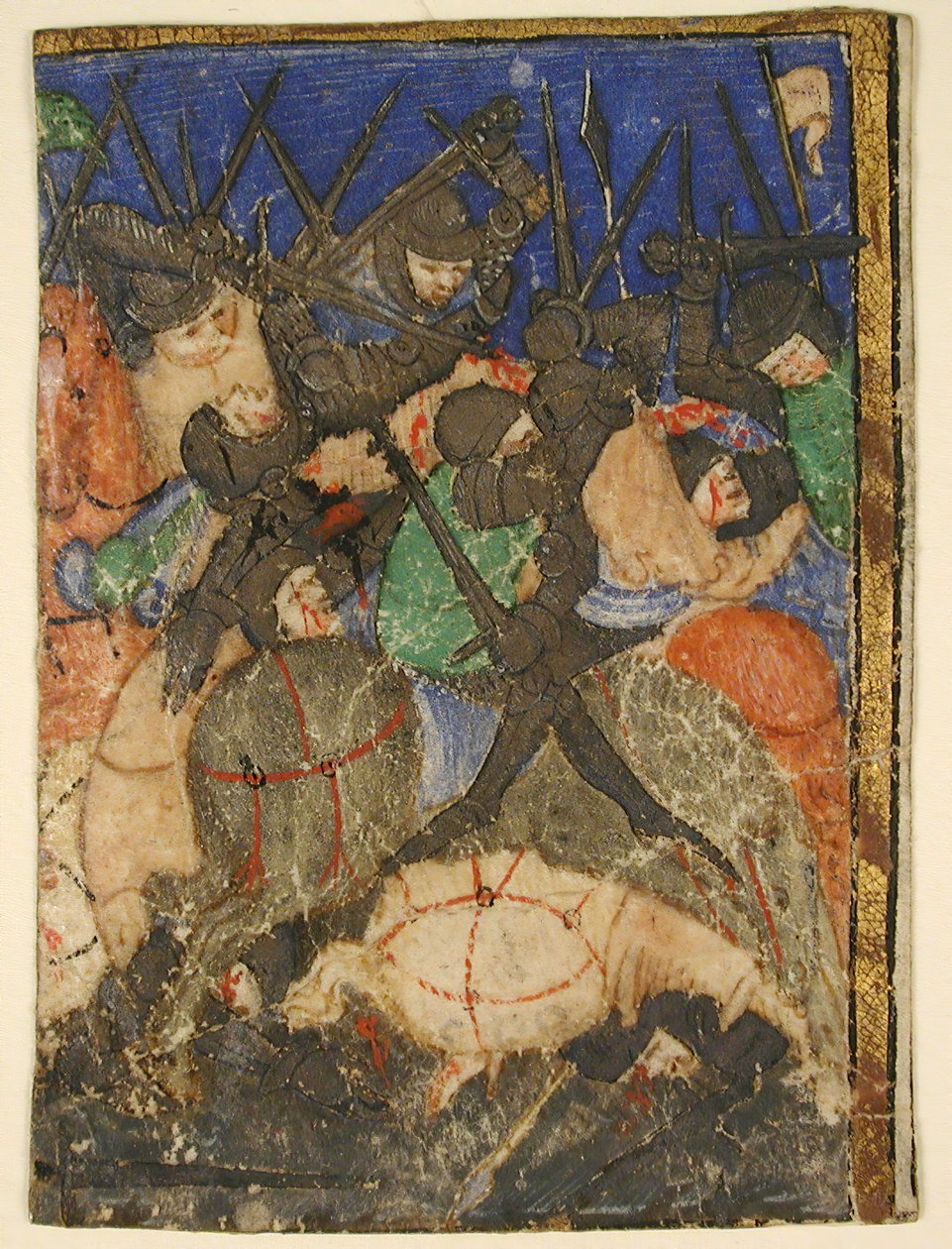 Corte do manuscrito, mostrando uma cena das Escrituras Hebraicas, Talvez a Vida do Rei Davi, c.1400. de Unbekannt