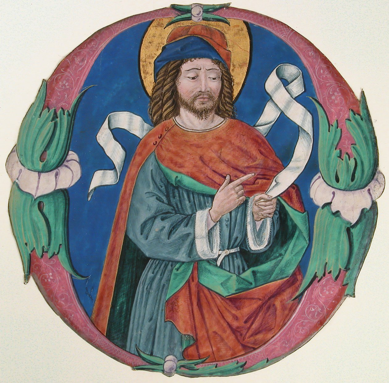 Iluminação manuscrita com a figura de um santo em inicial O, italiano, ca. 1480. de Unbekannt