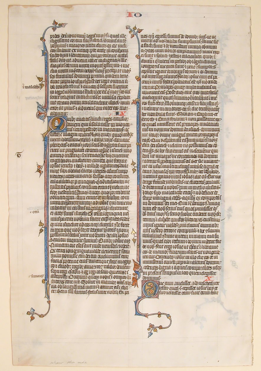 Folha Manuscrito de uma Bíblia, ca. 1280-1300. de Unbekannt