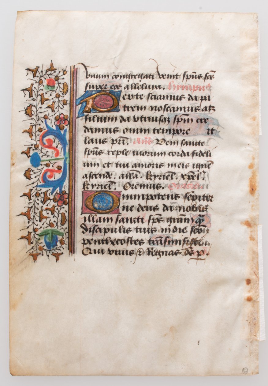 Folha do manuscrito, de um livro de horas, século XV. de Unbekannt