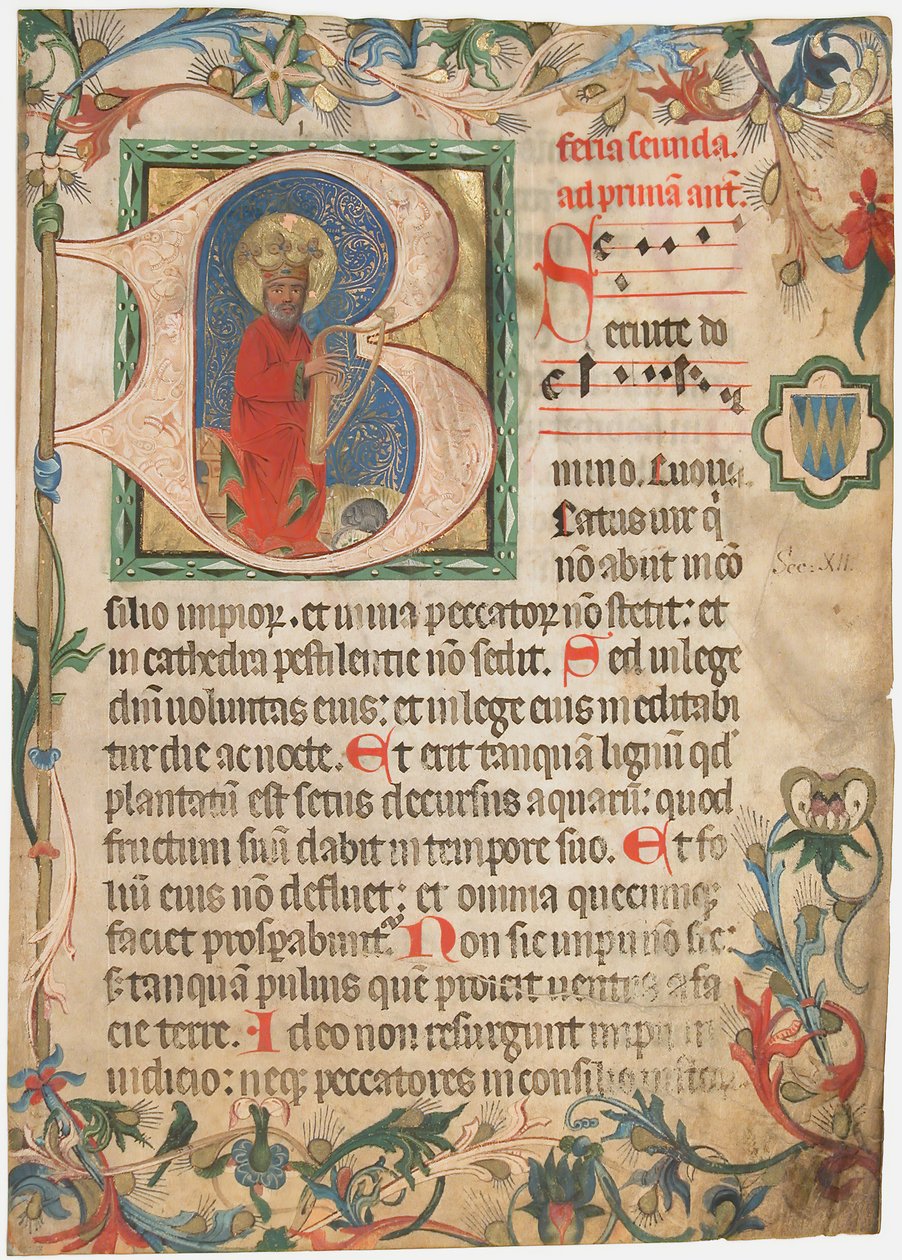 Folha Manuscrito de um Missal, final do século XV. de Unbekannt