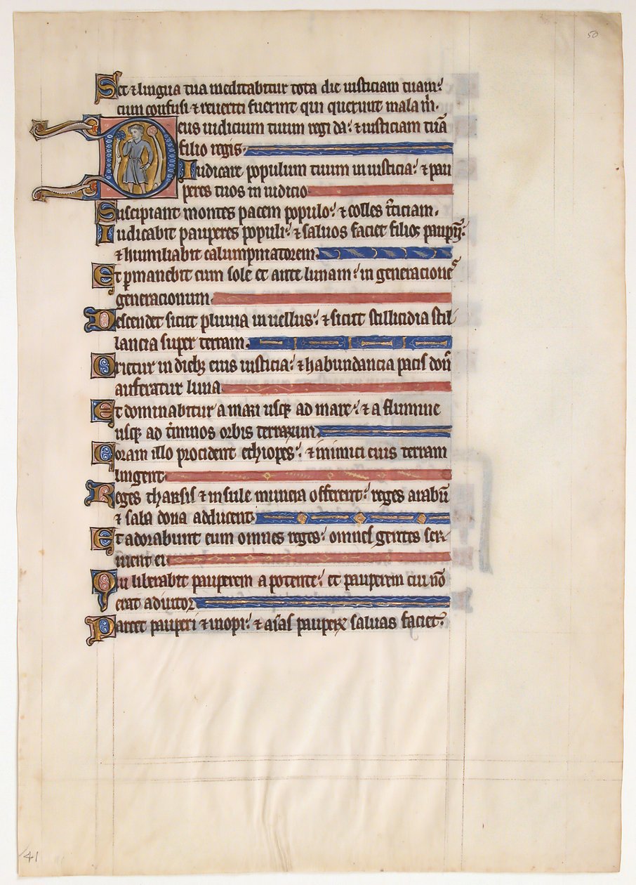 Folha Manuscrito de um Saltério Real, britânico, século XIII. de Unbekannt