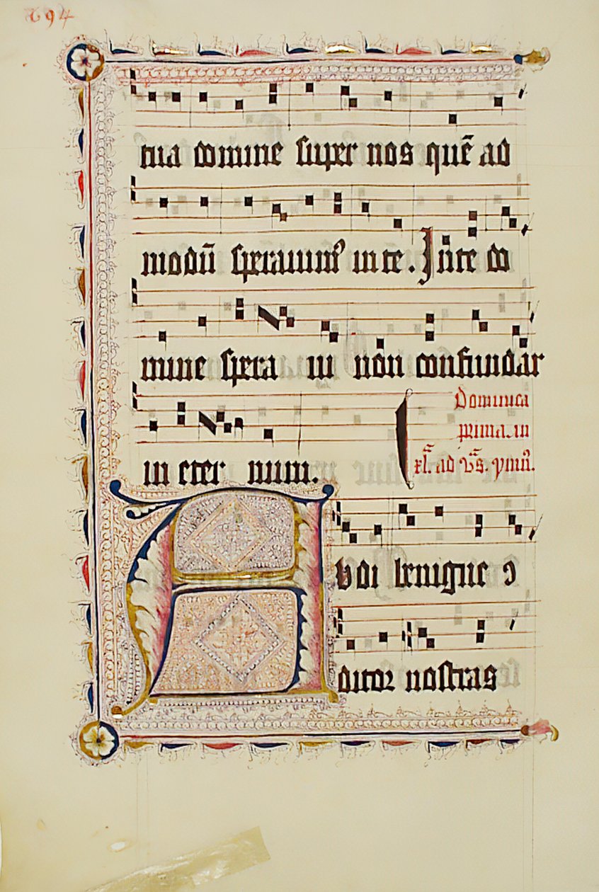 Folha Manuscrito com inicial A, de um antifonário, alemão, segundo quartel do século XV. de Unbekannt