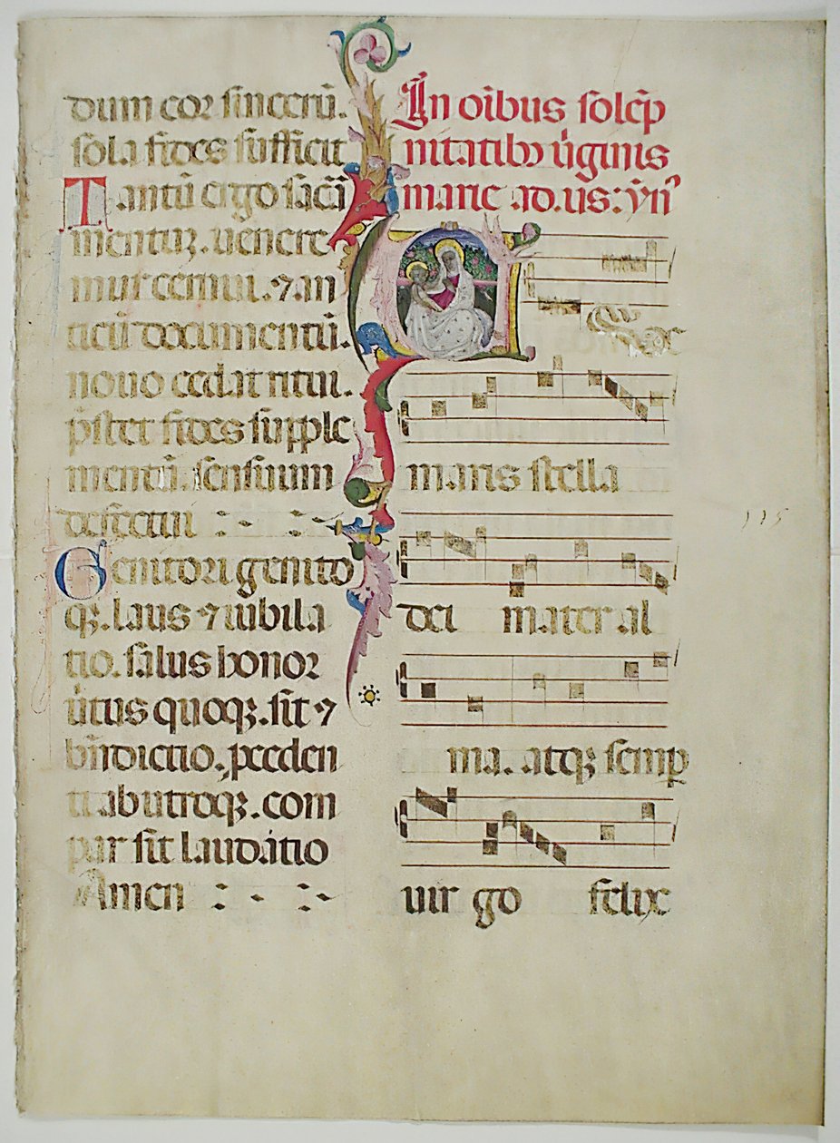 Folha Manuscrito com inicial A, de um antifonário, italiano, séc. XV. de Unbekannt