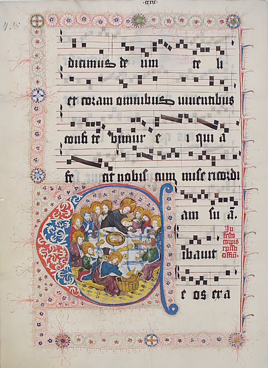Folha Manuscrito com inicial C, de um Gradual, alemão, segundo quartel do século XV. de Unbekannt