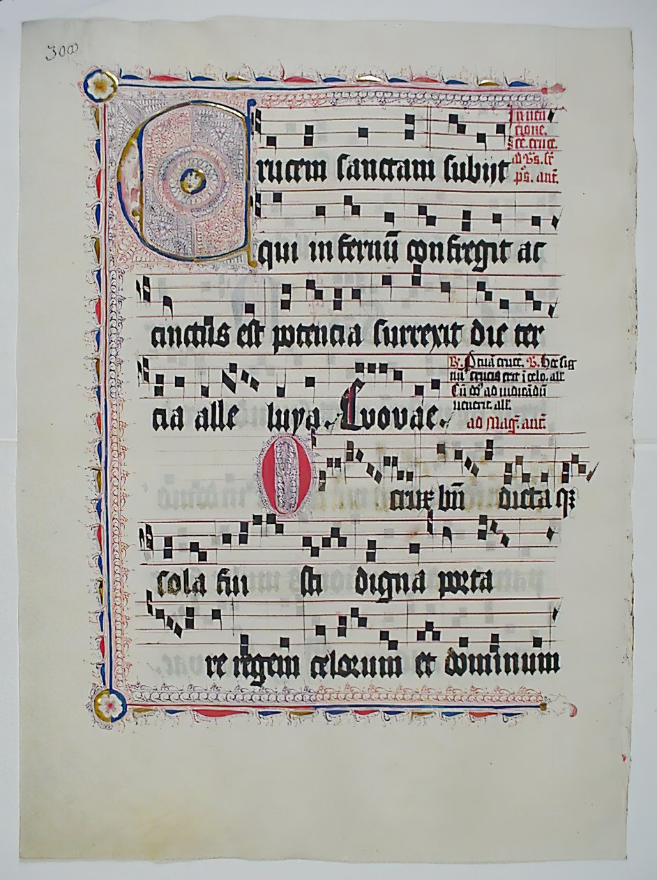 Folha manuscrita com inicial C, de um antifonário, alemão, segundo quartel do século XV. de Unbekannt