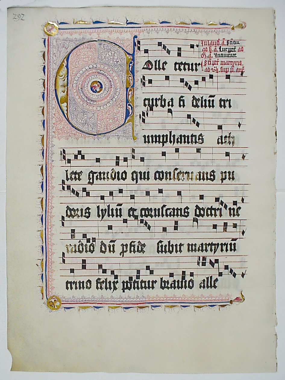 Folha manuscrita com inicial C, de um antifonário, alemão, segundo quartel do século XV. de Unbekannt