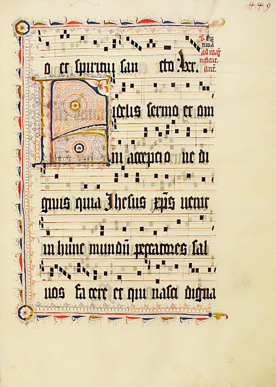 Folha Manuscrito com inicial F, de um antifonário, alemão, segundo quartel do século XV. de Unbekannt