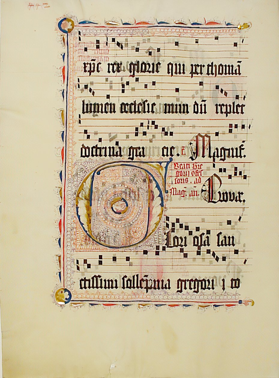 Folha Manuscrito com inicial F, de um antifonário, alemão, segundo quartel do século XV. de Unbekannt