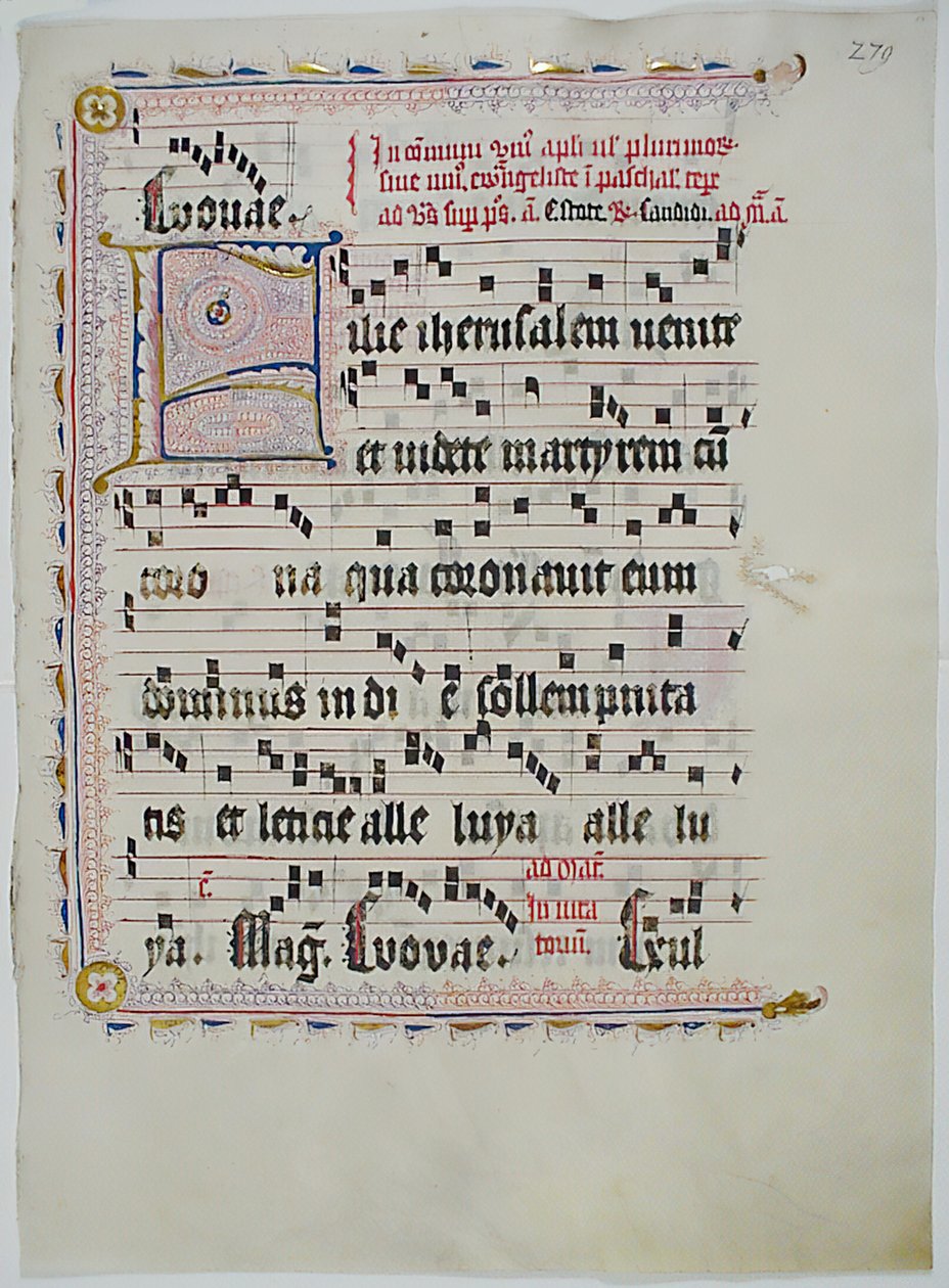 Folha Manuscrito com inicial F, de um antifonário, alemão, segundo quartel do século XV. de Unbekannt