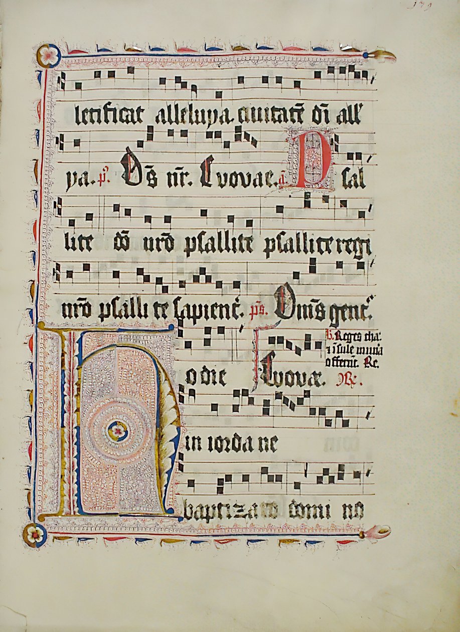 Folha Manuscrito com inicial H, de um antifonário, alemão, segundo quartel do século XV. de Unbekannt