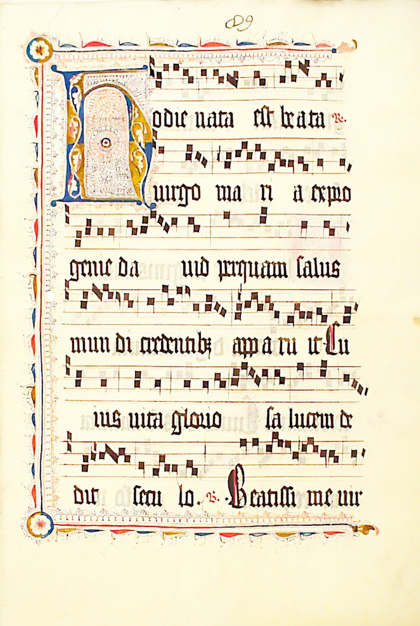 Folha Manuscrito com inicial H, de um antifonário, alemão, segundo quartel do século XV. de Unbekannt