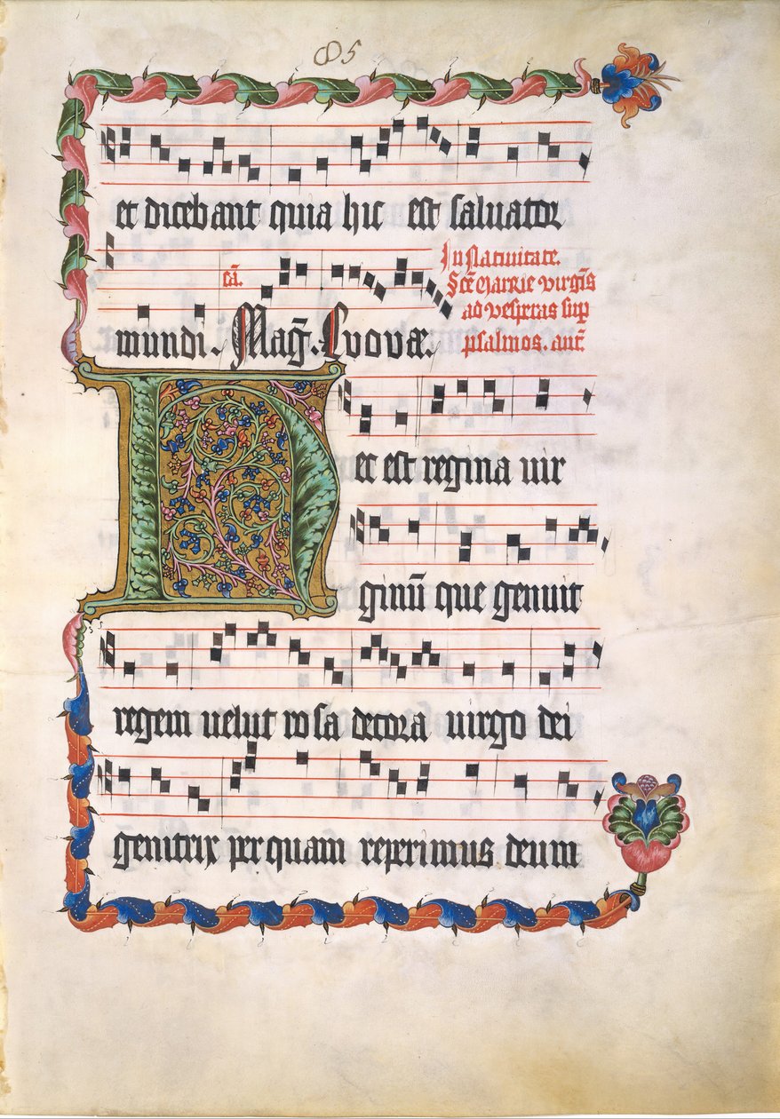 Folha Manuscrito com inicial H, de um antifonário, alemão, segundo quartel do século XV. de Unbekannt