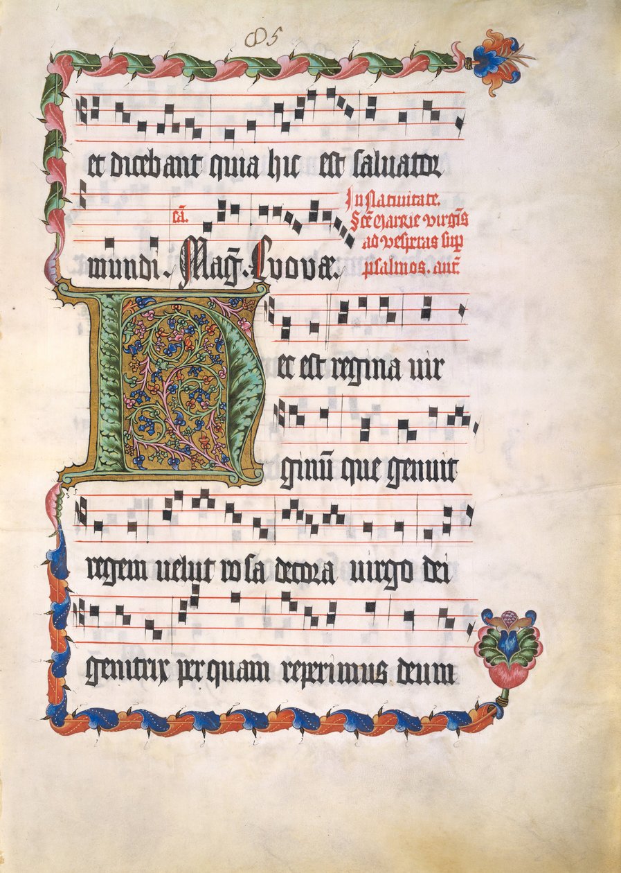 Folha do manuscrito com inicial H, de um antifônico, segundo quarto do século XV. de Unbekannt