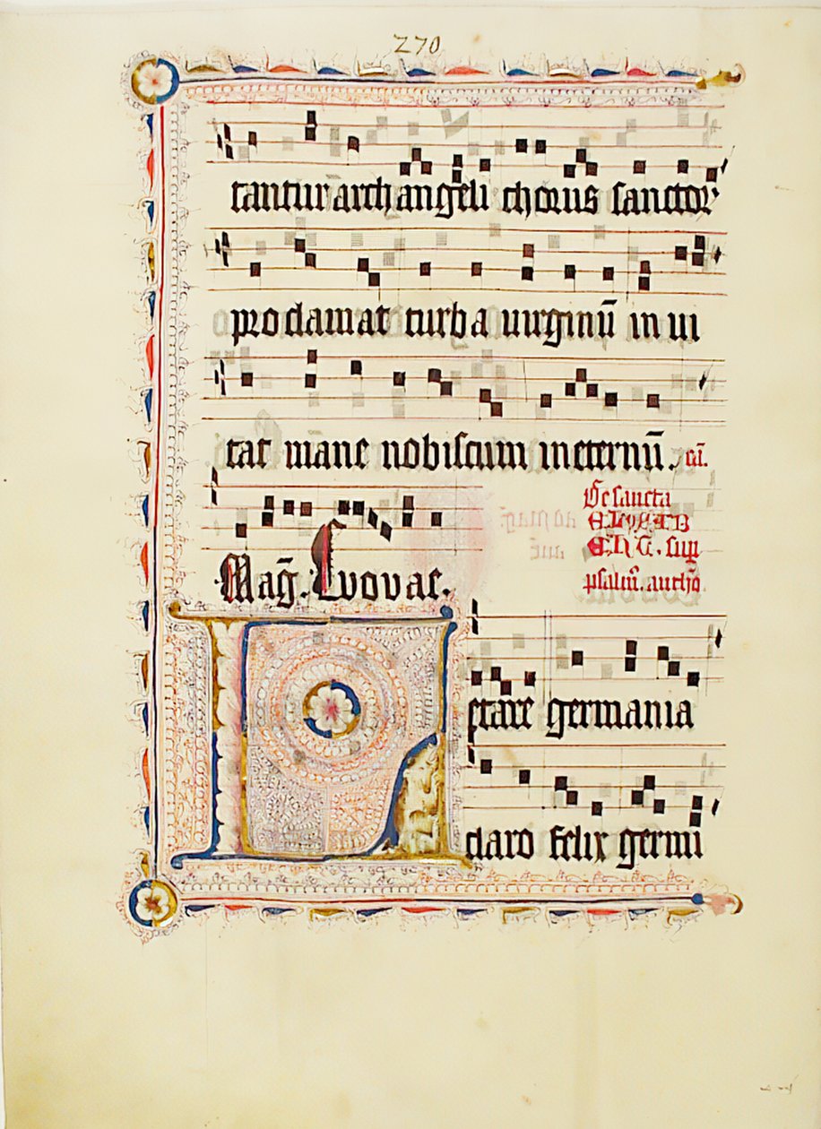 Folha Manuscrito com inicial L, de um antifonário, alemão, segundo quartel do século XV. de Unbekannt