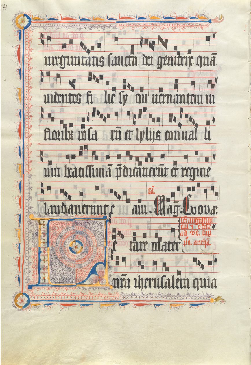 Folha de Manuscrito com L Inicial, de um Antiphonary, segundo quartel do século XV. de Unbekannt