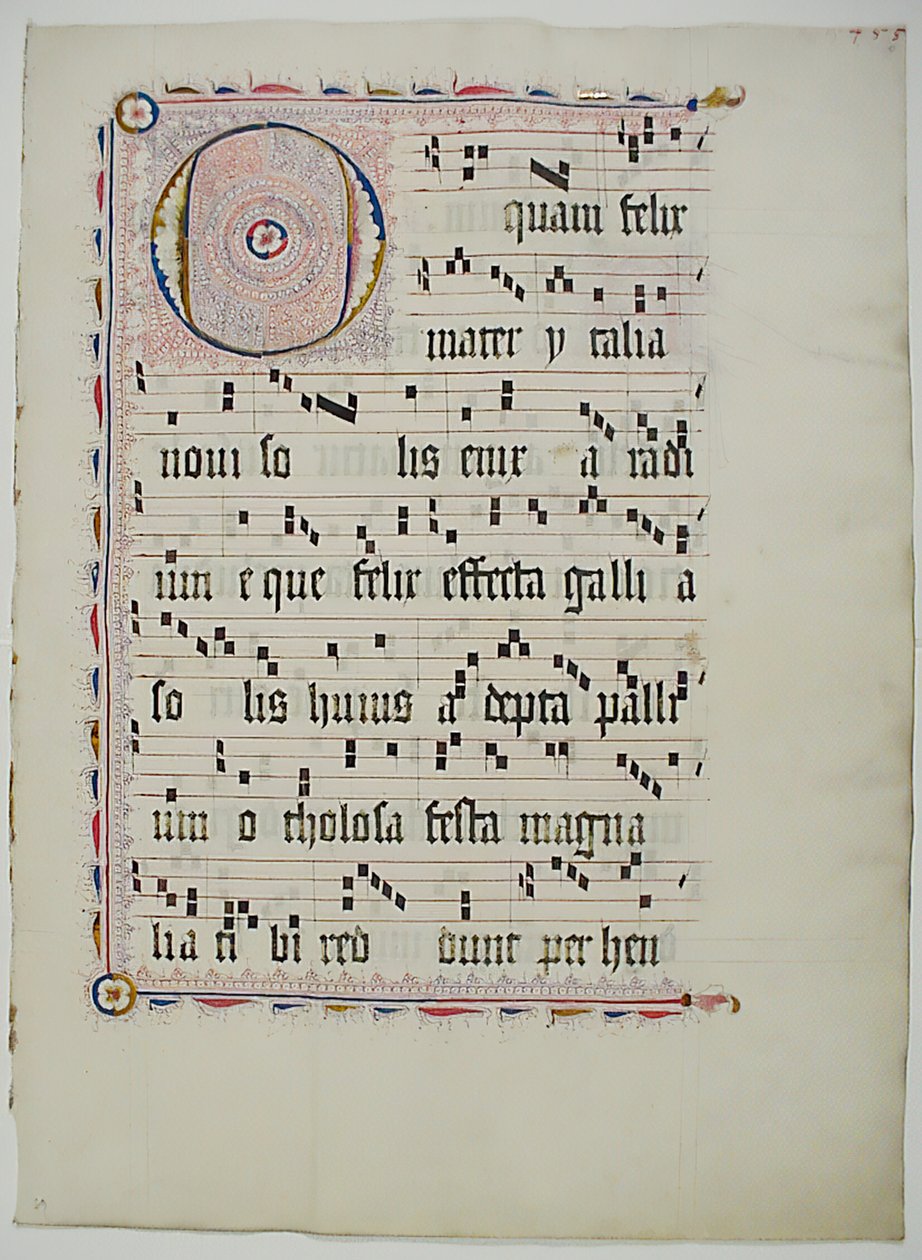 Folha Manuscrito com inicial O, de um antifonário, alemão, segundo quartel do século XV. de Unbekannt