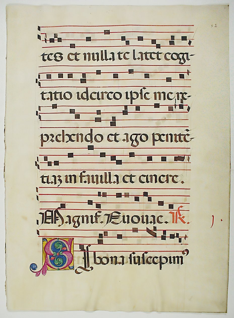 Folha Manuscrito com inicial S, de Livro Coro, italiano, séc. XV. de Unbekannt