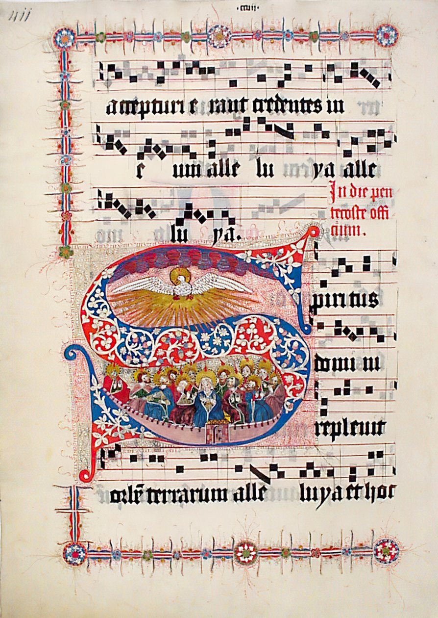 Folha Manuscrito com inicial S, de um Gradual, alemão, do segundo quartel do século XV. de Unbekannt