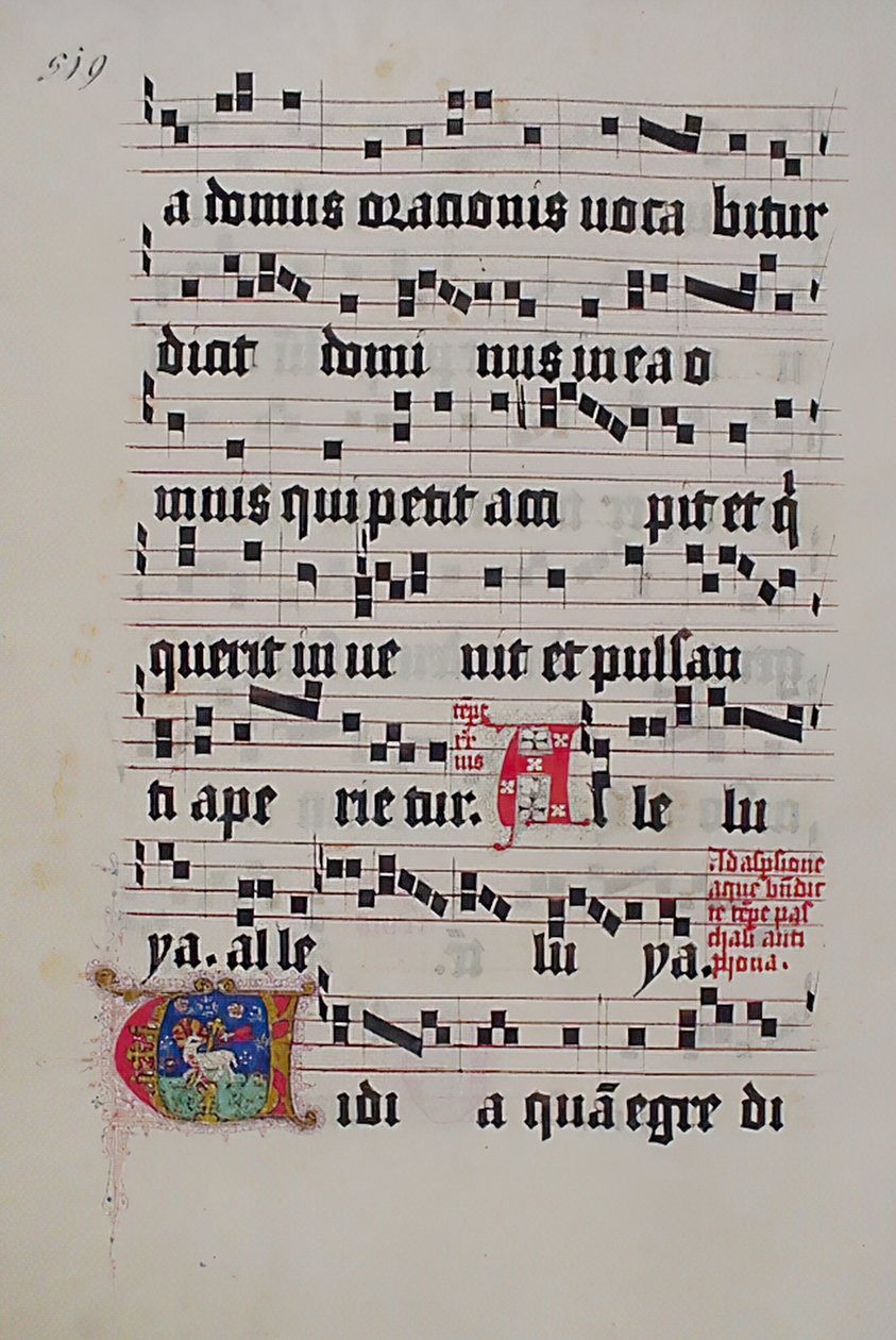 Folha Manuscrito com inicial V, de um Gradual, alemão, segundo quartel do século XV. de Unbekannt