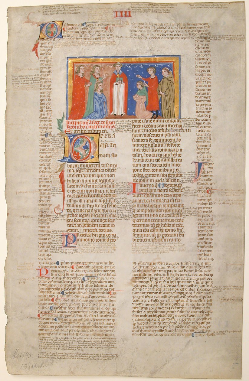 Folha Manuscrito com Cena de Casamento, de Decretais de Gregório IX, italiano, ca. 1300. de Unbekannt