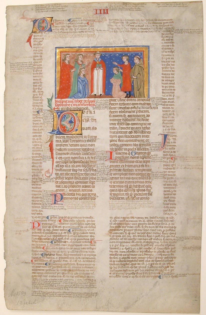 Folha de Manuscrito com Cena de Casamento, de Decretais de Gregório IX, ca. 1300. de Unbekannt