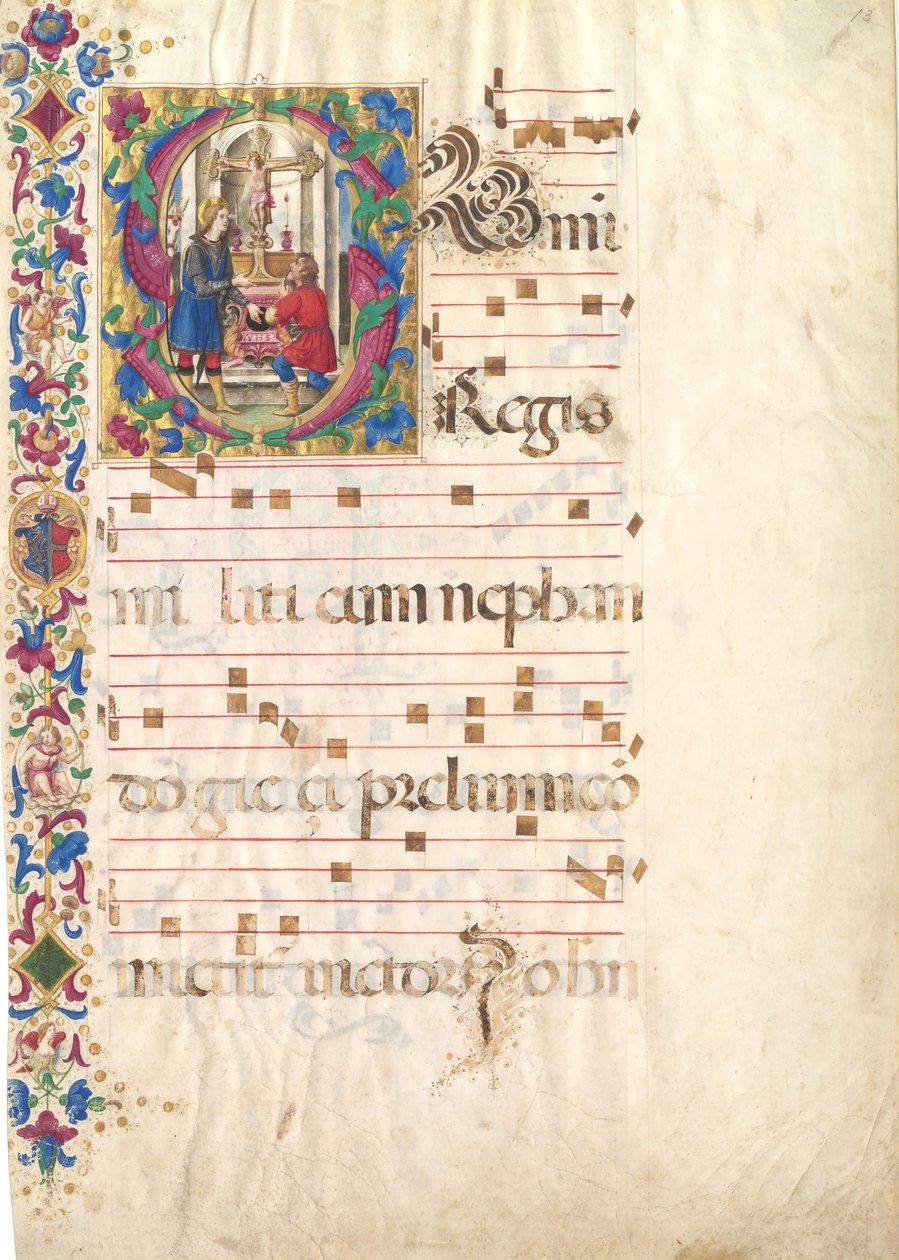 Folha de Manuscrito com São João Gualbert em um S inicial, de um Antifonário, início do século 16. de Unbekannt