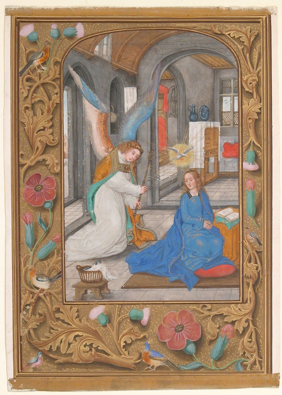Folha Manuscrito com a Anunciação, de um Livro de Horas, c. 1500-1525. de Unbekannt