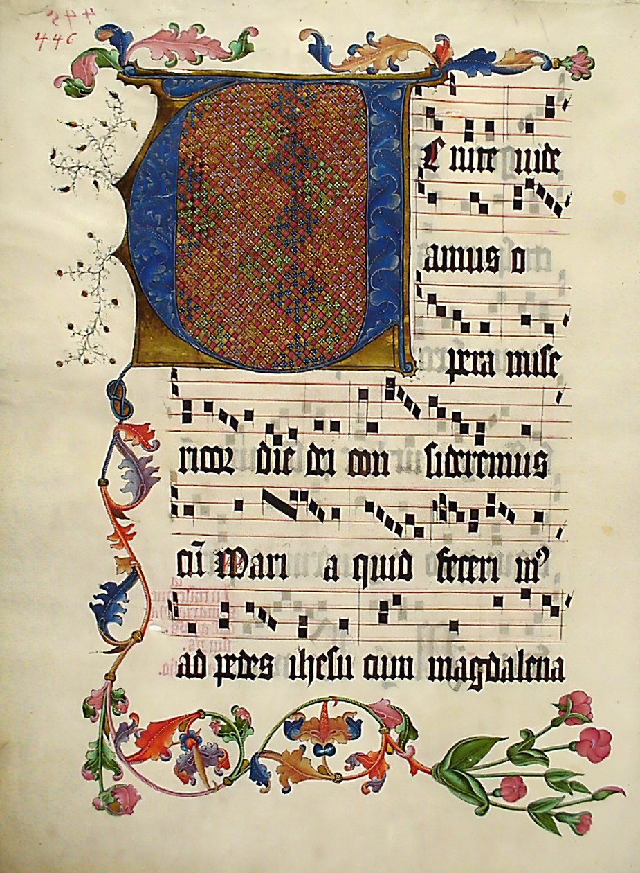 Folha Manuscrito com a inicial V, de um antifonário, alemão, ca. 1425-50. de Unbekannt