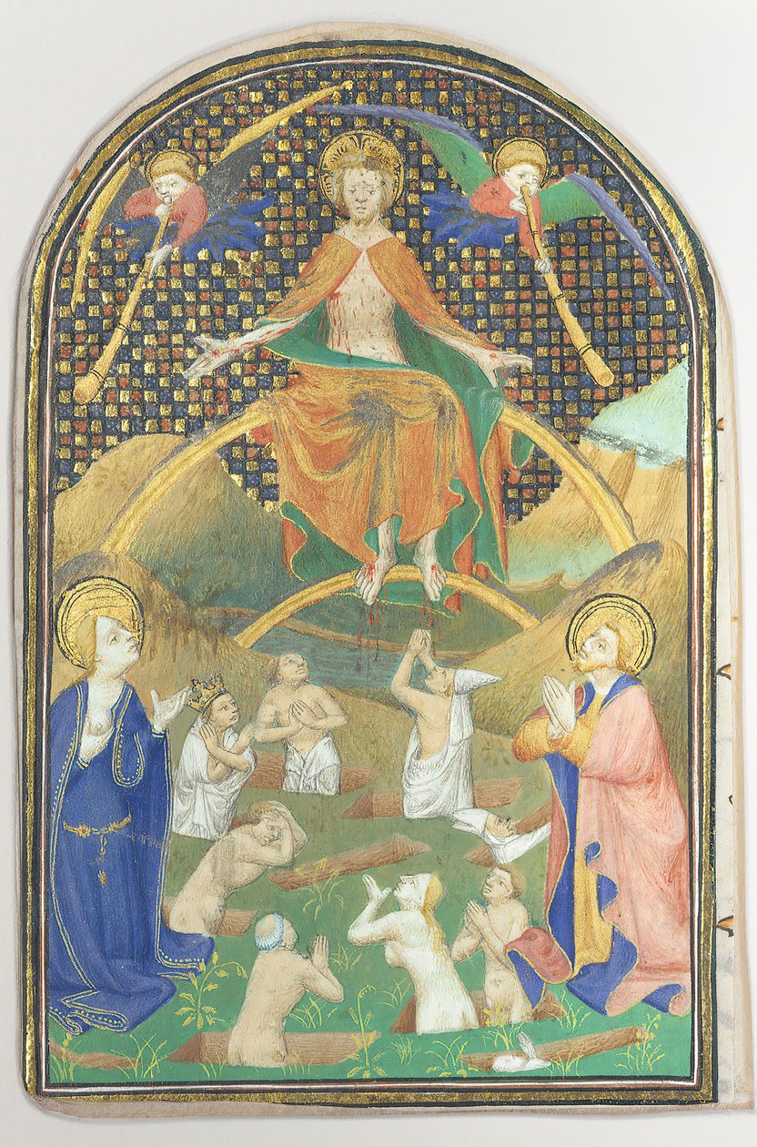 Folha Manuscrito com o Juízo Final, de um Livro de Horas, francês, c. 1400. de Unbekannt