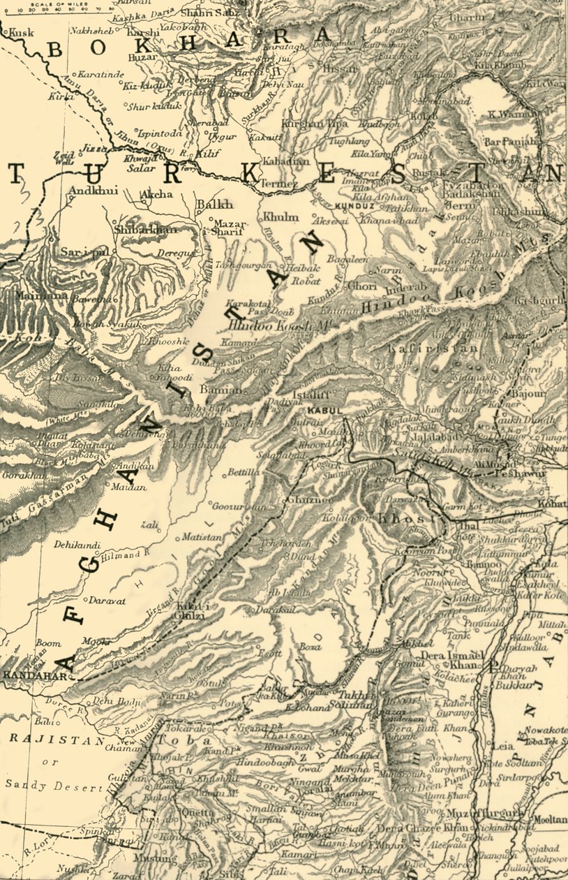 Mapa indicando a rota General Robertss para Cabul ... e os limites britânico e russo, 1901. de Unbekannt