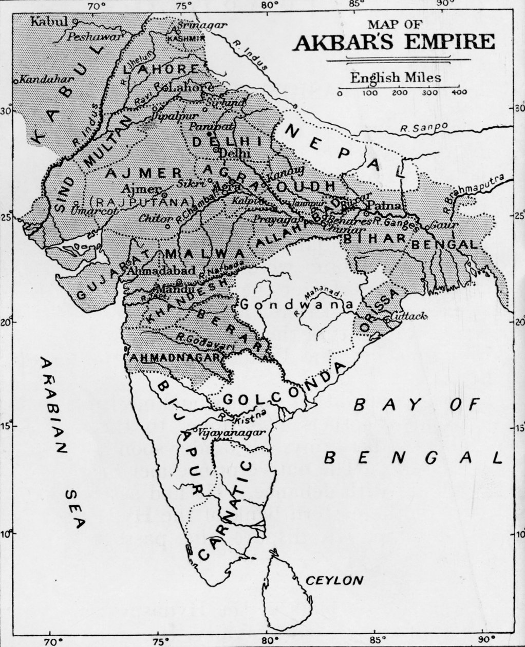 Mapa do Império Akbars, c1912 de Unbekannt