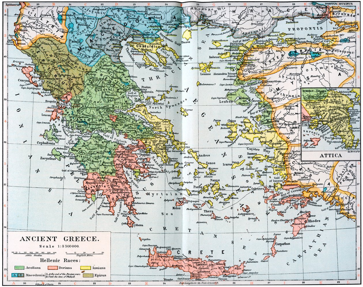 Mapa da Grécia Antiga, 1902 de Unbekannt