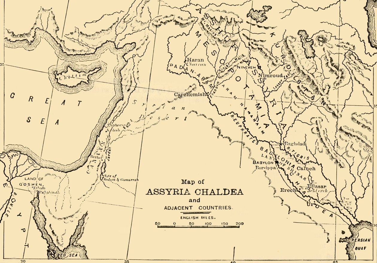 Mapa da Assíria, da Caldéia e dos países adjacentes, 1890. de Unbekannt
