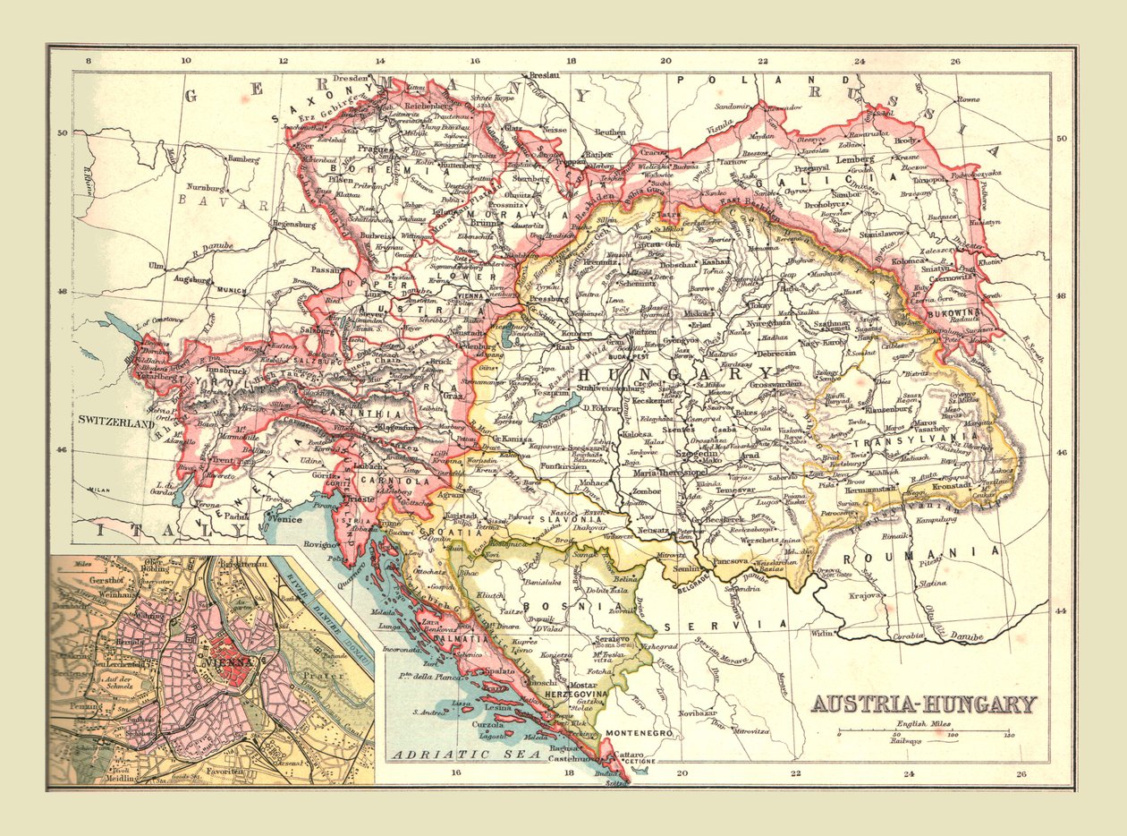 Mapa da Áustria-Hungria, 1902. de Unbekannt