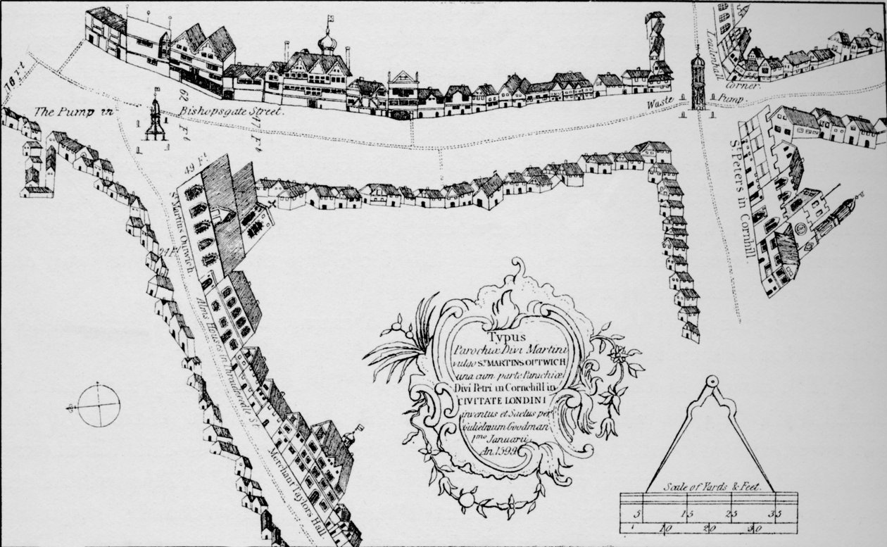 Mapa de Bishopsgate, cidade de Londres, c1599 1904 de Unbekannt